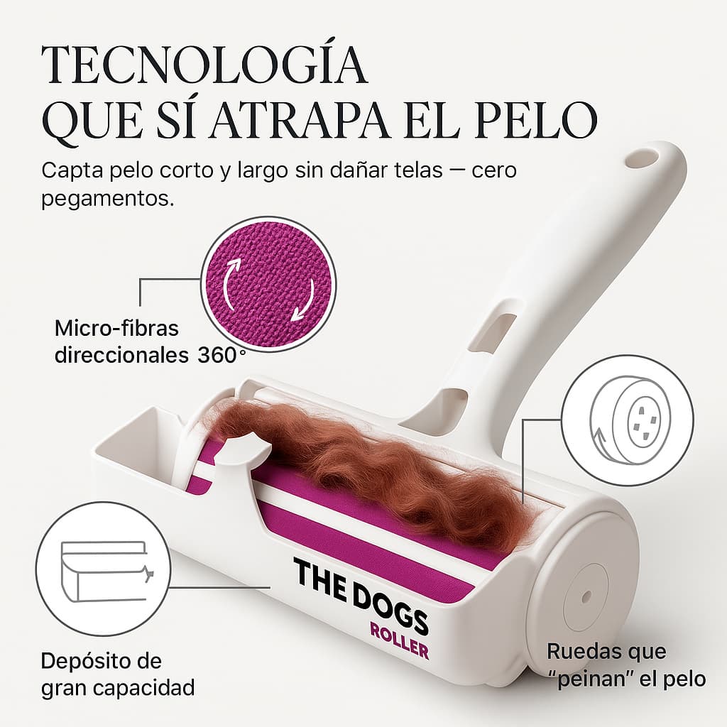 THE DOGS ROLLER — Quita pelos en segundos, sin adhesivos