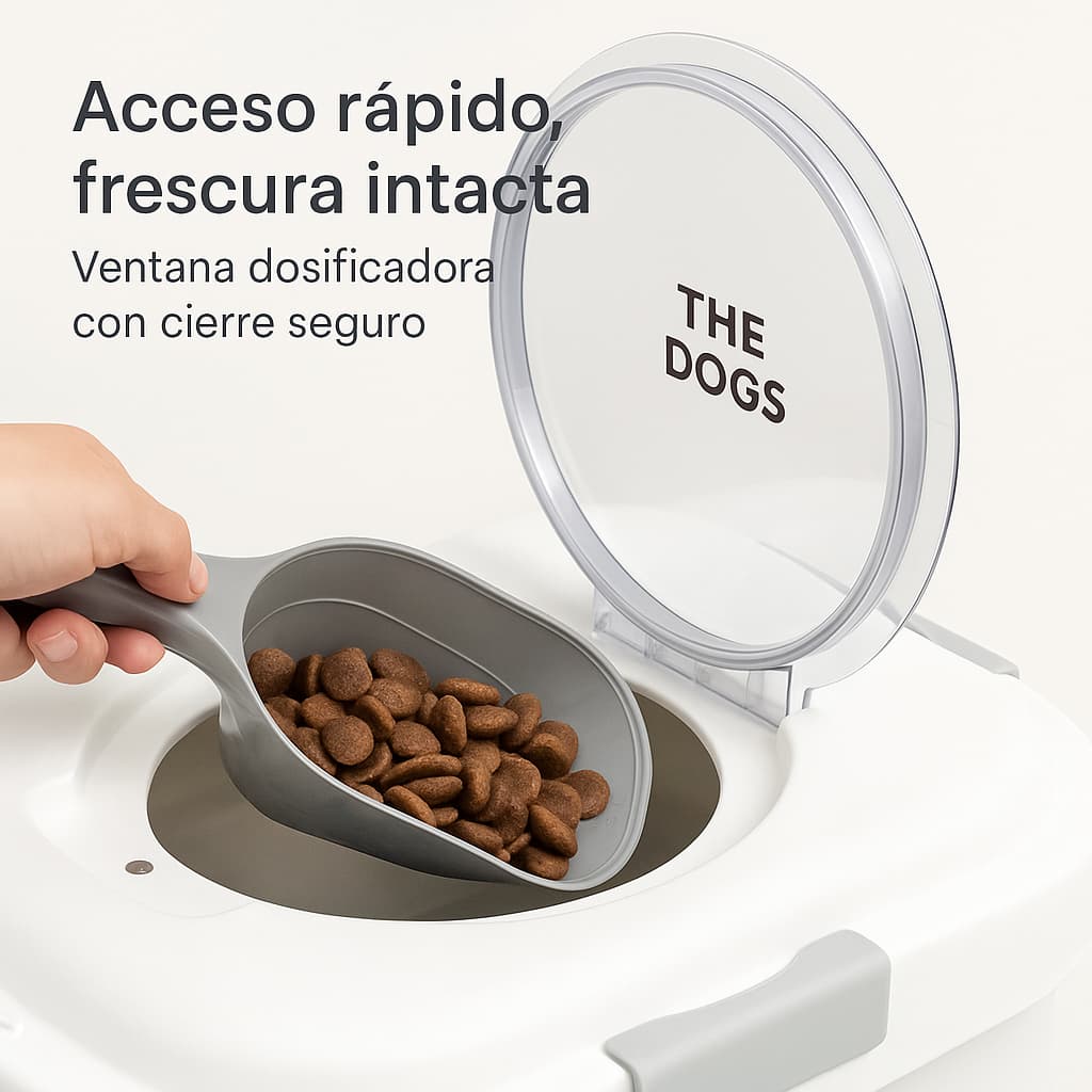 Contenedor de comida para mascotas con acceso fácil y simple