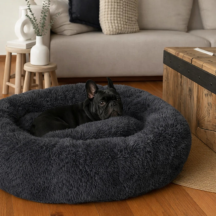 Cama anti estrés THE DOGS con borde elevado para apoyar cabeza y cuello.
