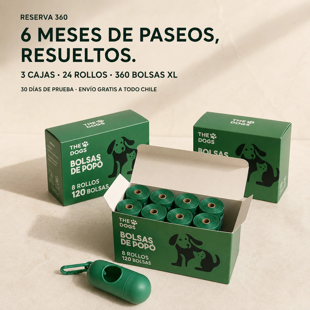 360 Bolsas para Fecas de Perro 22 micrones - XL 23×33 cm + Dispensador – THE DOGS