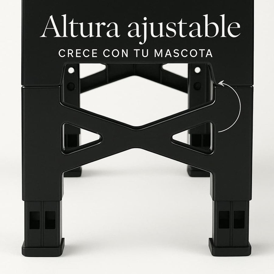 Comedero elevado con altura ajustable en 5 niveles.