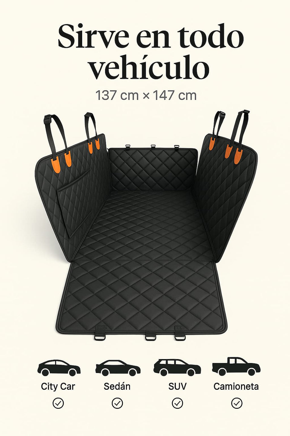 Funda impermeable para auto THE DOGS instalada en vehículo