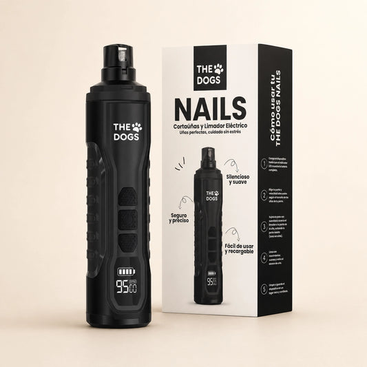 Limador eléctrico de uñas para perros THE DOGS NAILS junto a su caja