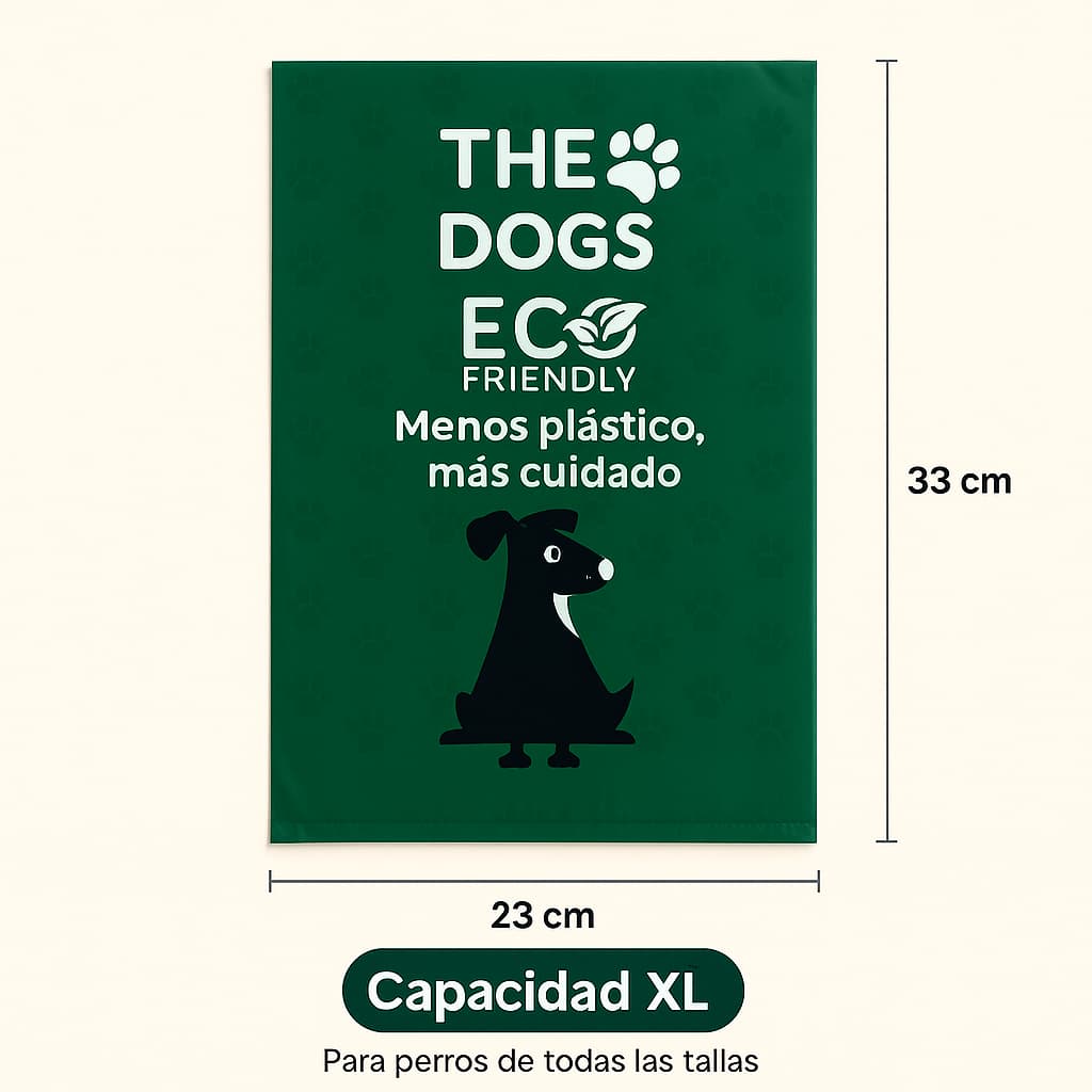 240 Bolsas para Fecas de Perro XL 23×33 cm + Dispensador – THE DOGS