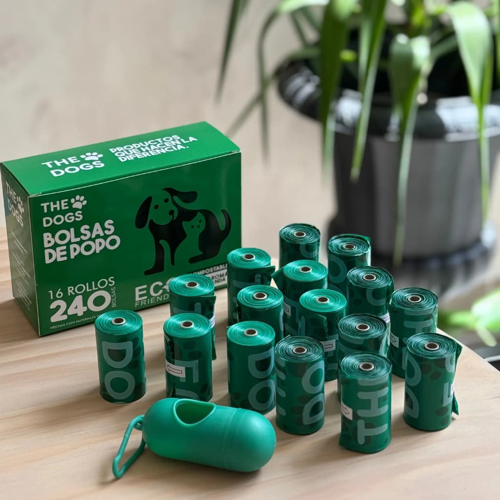 240 Bolsas de Popó XL THE DOGS con rollos y dispensador