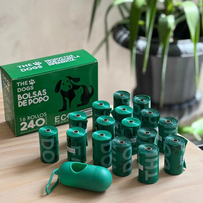 240 Bolsas para Fecas de Perro XL 23×33 cm + Dispensador – THE DOGS