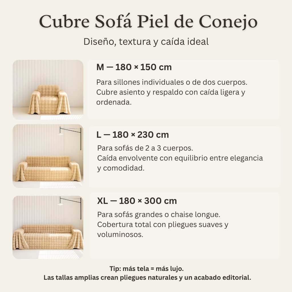 Cubre Sofá Piel de Conejo — Lujo suave que protege tu sofá