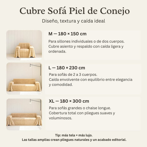 Cubre Sofá Piel de Conejo — Lujo suave que protege tu sofá